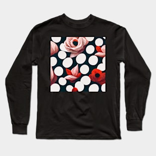 polka dots, flowers, art deco style Long Sleeve T-Shirt